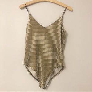 NWOT Gaze V-Neck Striped Bodysuit